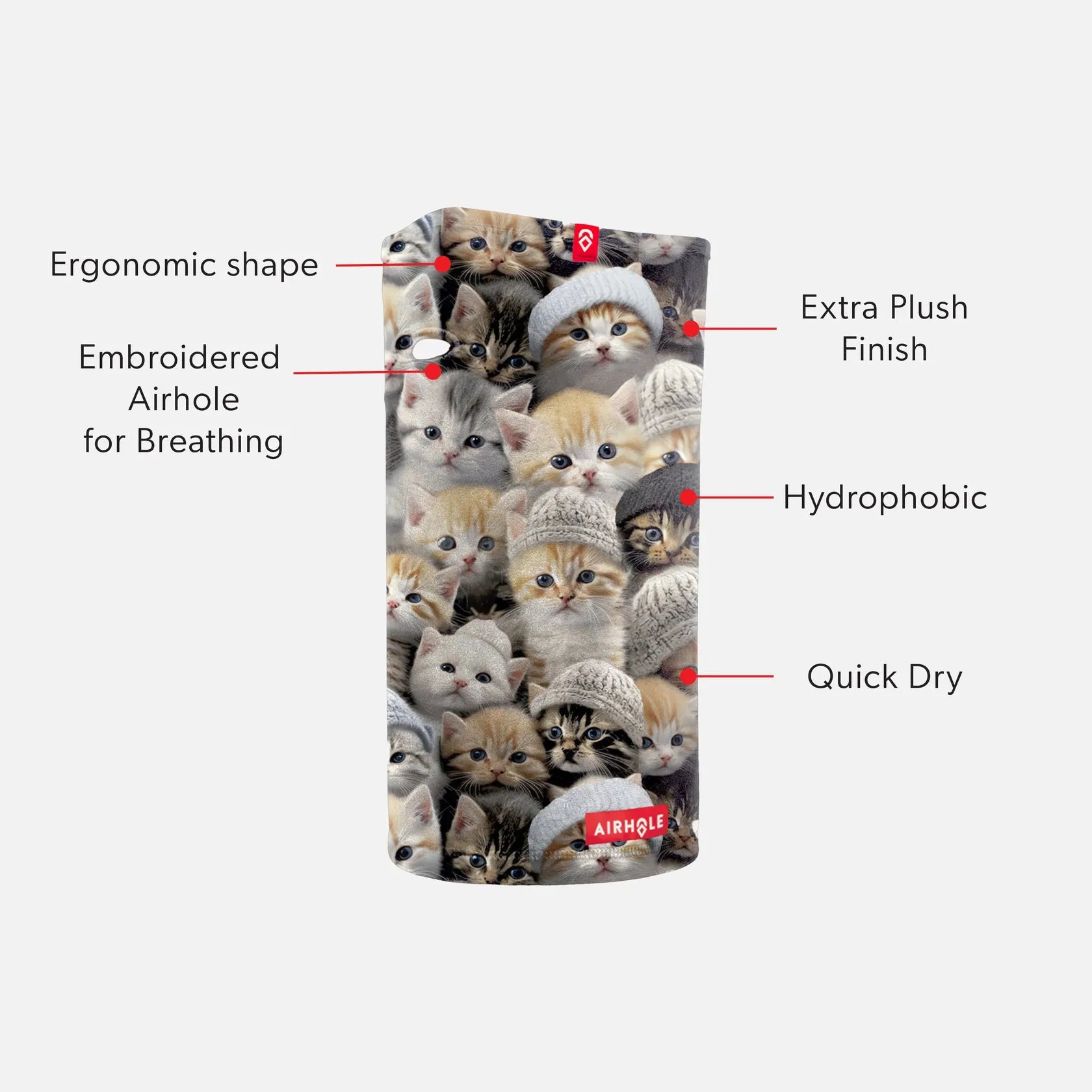 Airhole Airtube Ergo Junior Milk Fleece Facemask - Kitties